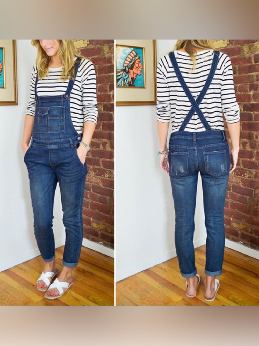 Free People - Boho Backless Denim Jean Dungaree Overalls Women’s Size 24